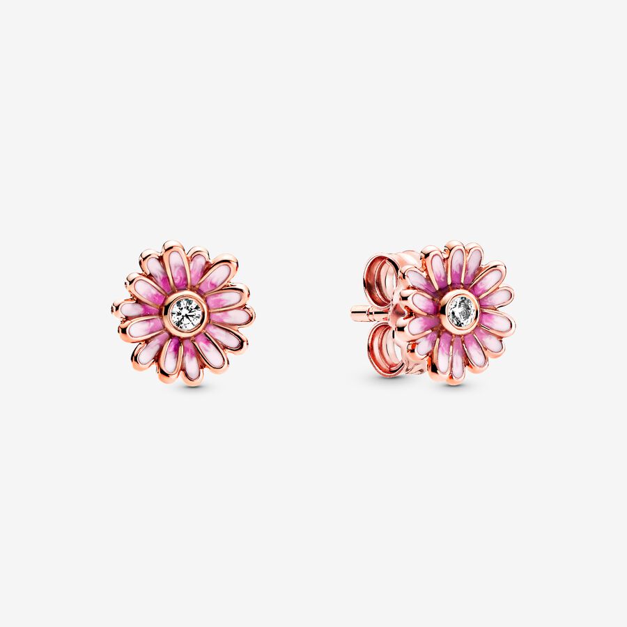 Étalon Pandora Pink Daisy Flower Rose Doré | 8597-PJALG