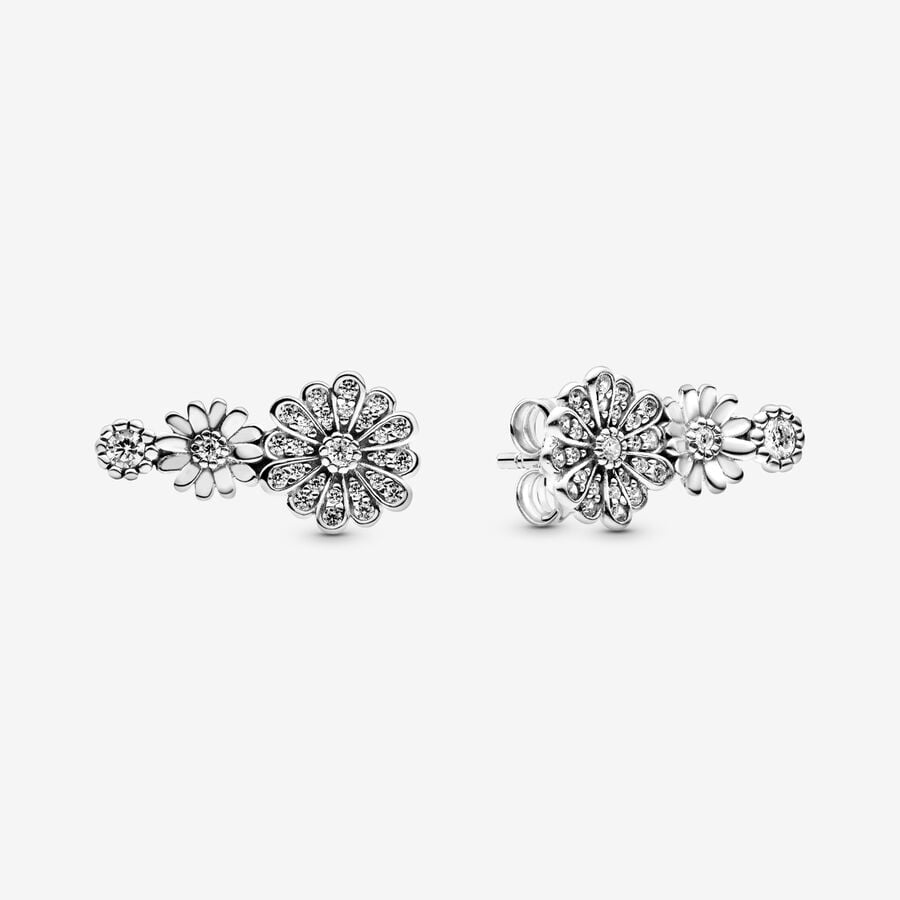 Étalon Pandora Sparkling Daisy Flower Trio Argent | 2718-PTWMN