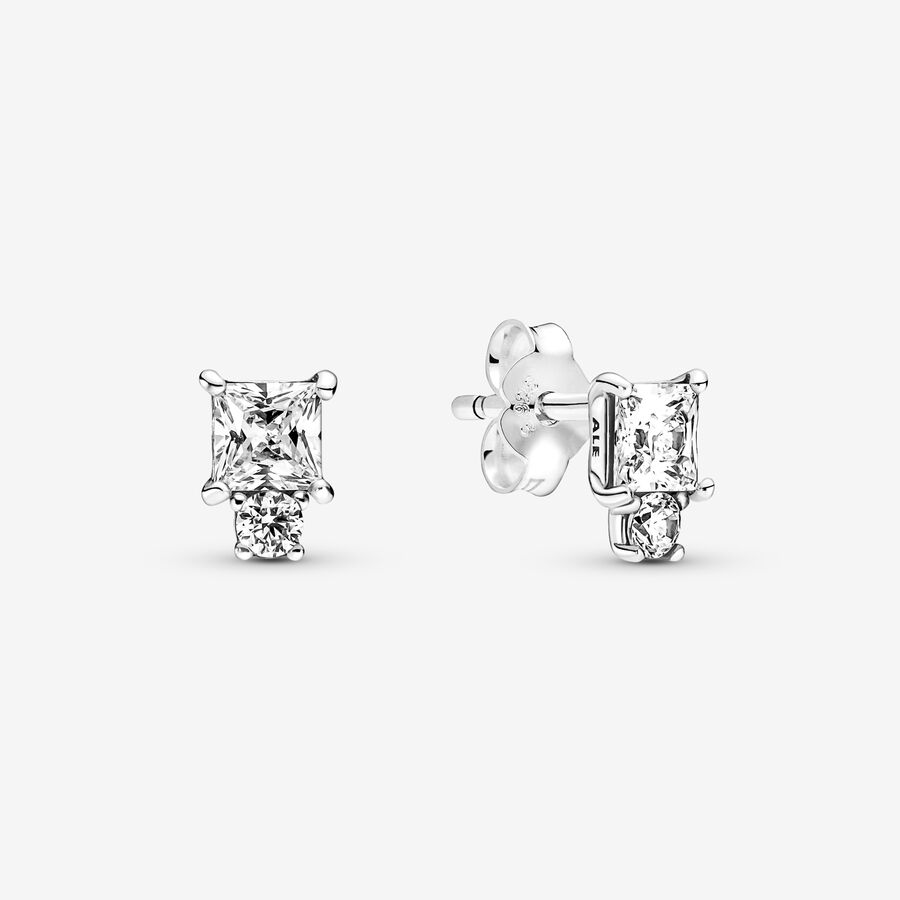 Étalon Pandora Sparkling Round & Square Argent | 5682-UDCPA