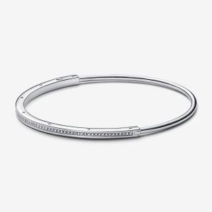 Bracelets Pandora Signature I-D Pave Argent | 9704-TCXEH