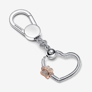 Charmes Pandora Sparkling Paw Print Keychain Multicolore | 0932-BFJGT