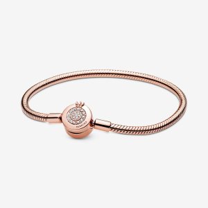 Chaîne Pandora Moments Sparkling Crown O Snake Rose Doré | 5809-FILGW