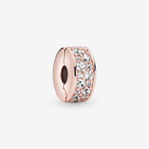 Clips Pandora Clear Pave Clip Rose Doré | 8467-VOTWH