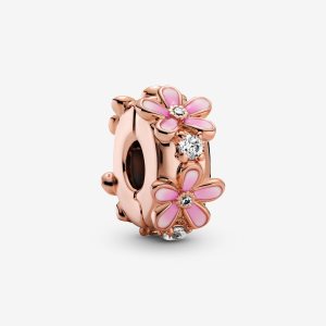 Clips Pandora Pink Daisy Clip Rose Doré | 3409-KECFO