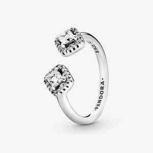 Déclaration Pandora Square Sparkle Open Argent | 1062-CXENS