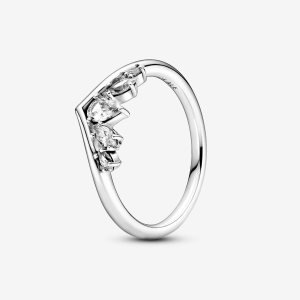 Empilable Pandora Sparkling Pear & Marquise Wishbone Argent | 4012-WVXZF