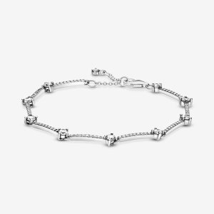 Non-Charms Pandora Sparkling Pave Bars Argent | 4387-NRMKJ