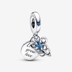 Pendre Pandora Blooming Flower Double Argent | 2048-OUPBS