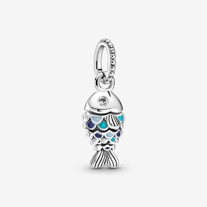 Pendre Pandora Blue Scaled Fish Argent | 3852-RGWOK