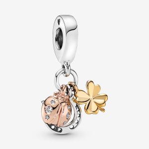 Pendre Pandora Horseshoe Clover & Ladybird Tri-tone | 6902-YRIKF