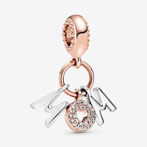 Pendre Pandora Mom Lettres Two-tone | 1487-YTGES