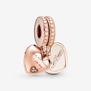 Pendre Pandora Mother & Daughter Hearts Rose Doré | 2956-IZTCB