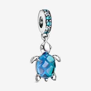 Pendre Pandora Murano Glass Sea Turtle Argent | 9345-IFDPM