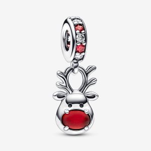 Pendre Pandora Red Nose Reindeer Murano Argent | 3874-DNRHP