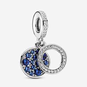 Pendre Pandora Sparkling Blue Disc Double Argent | 2415-RDXAJ