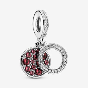 Pendre Pandora Sparkling Red Disc Double Argent | 5790-GBUSP