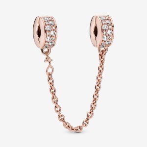 Safety Pandora Clear Pave Clip Rose Doré | 3682-TWSVH