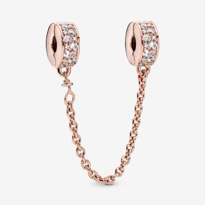 Safety Pandora Clear Pave Clip Rose Doré | 4791-ETCMD