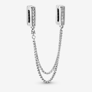 Safety Pandora Reflexions Sparkling Clip Argent | 8403-IYJTM