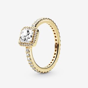 Solitaire Pandora Square Sparkle Doré | 8017-JRFGE