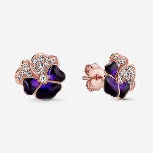 Étalon Pandora Deep Purple Pansy Flower Rose Doré | 9613-MBTLE